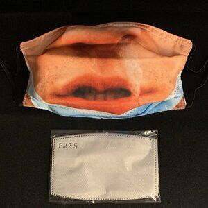 Mens Funny Printed Mouth Face Mask With 2 Filters Reusable Washable Adjustable